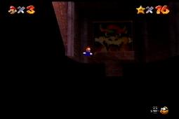 The camera is still stuck below while Mario's jumping