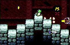 Mario's away and Yoshi's hitting him with eggs