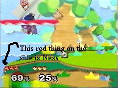 Ness's head's poking out of the edge of the level...