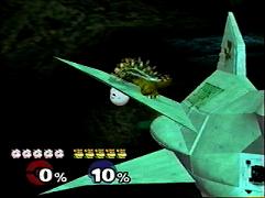 Bowser's attacking Jigglypuff... but note the 0%.