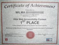 My certificate, with my name and info scratched out