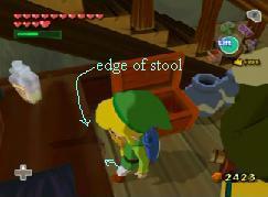 A stool has been pushed into the table