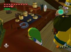 Link is lifting the pot through the table