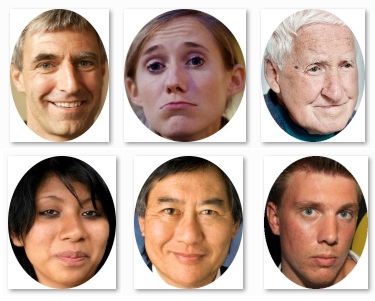 Sample image of faces from the 10k face photograph database